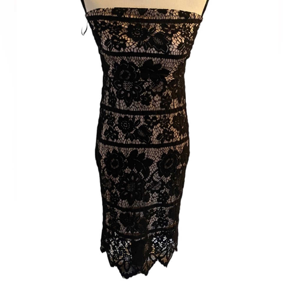 Express strapless size S nude lace dress